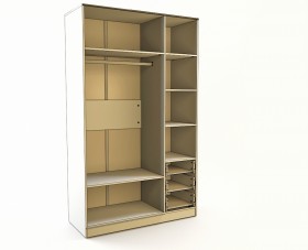 Шкаф 3-х створчатый с ящиками Грэйси (Розовый/Серый/корпус Клен) в Белом Яре - belyj-yar.katalogmebeli.com | фото 3