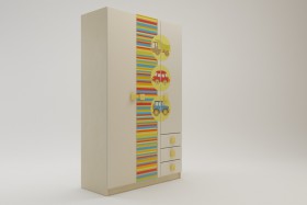 Шкаф 3-х створчатый с ящиками Клаксон (Бежевый/корпус Клен) в Белом Яре - belyj-yar.katalogmebeli.com | фото