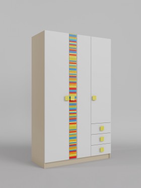 Шкаф 3-х створчатый с ящиками Клаксон без машинок (Белый/корпус Клен) в Белом Яре - belyj-yar.katalogmebeli.com | фото