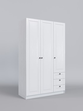 Шкаф 3-х створчатый с ящиками Классика (Белый/корпус Выбеленное дерево) в Белом Яре - belyj-yar.katalogmebeli.com | фото