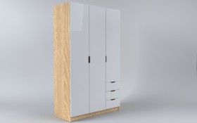 Шкаф 3-х створчатый с ящиками Лофт (Белый/корпус Дуб Сонома) в Белом Яре - belyj-yar.katalogmebeli.com | фото
