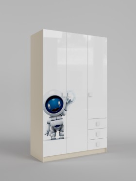 Шкаф 3-х створчатый с ящиками Санни (Белый/корпус Клен) в Белом Яре - belyj-yar.katalogmebeli.com | фото