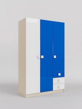 Шкаф 3-х створчатый с ящиками Скай люкс (Синий/Белый/корпус Клен) в Белом Яре - belyj-yar.katalogmebeli.com | фото 1