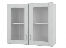 Шкаф 80 с 2-мя витринами Камелия (Арктик/корпус Белый) в Белом Яре - belyj-yar.katalogmebeli.com | фото