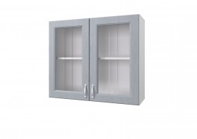Шкаф 80 с 2-мя витринами Принцесса (Серый/корпус Белый) в Белом Яре - belyj-yar.katalogmebeli.com | фото