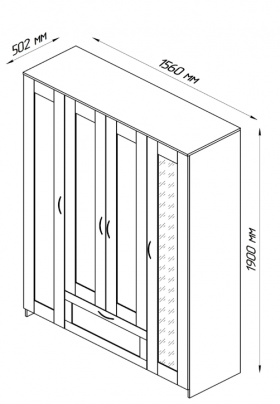 Шкаф четырехдверный Сириус с 1 зеркалом и 1 ящиком белый в Белом Яре - belyj-yar.katalogmebeli.com | фото 3