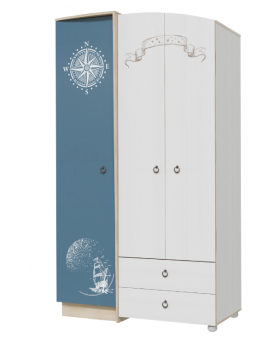 Шкаф для одежды Бриз 1200 Дуб ривьера/ Рамух белый/синий в Белом Яре - belyj-yar.katalogmebeli.com | фото 1