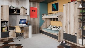 Шкаф для одежды комбинированный «Окланд» (Фон Черный/Дуб Делано) в Белом Яре - belyj-yar.katalogmebeli.com | фото 4