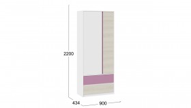 Шкаф для одежды комбинированный «Сканди» Дуб Гарден/Белый/Лиловый в Белом Яре - belyj-yar.katalogmebeli.com | фото 5