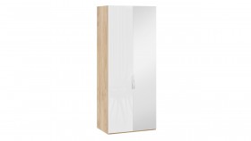 Шкаф для одежды с 1 глухой и 1 зеркальной дверями правый «Эмбер» Яблоня Беллуно/Белый глянец в Белом Яре - belyj-yar.katalogmebeli.com | фото 1