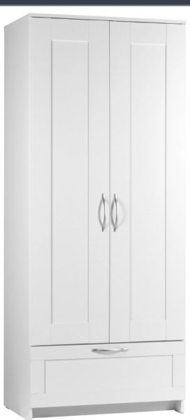 Шкаф двухдверный Сириус с 1 ящиком белый в Белом Яре - belyj-yar.katalogmebeli.com | фото 1