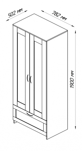 Шкаф двухдверный Сириус с 1 ящиком белый в Белом Яре - belyj-yar.katalogmebeli.com | фото 2
