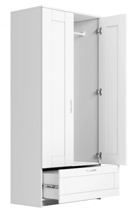 Шкаф двухдверный Сириус с 1 ящиком белый в Белом Яре - belyj-yar.katalogmebeli.com | фото 3