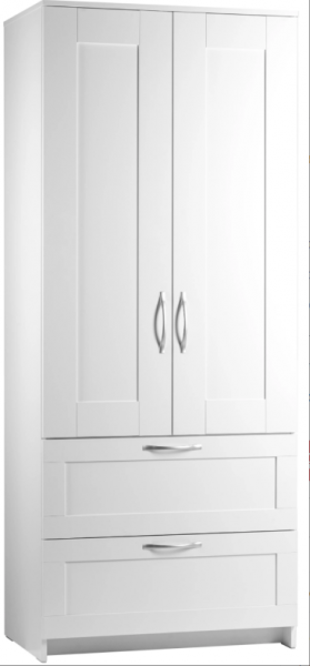 Шкаф двухдверный Сириус с 2 ящиками белый в Белом Яре - belyj-yar.katalogmebeli.com | фото