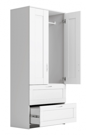 Шкаф двухдверный Сириус с 2 ящиками белый в Белом Яре - belyj-yar.katalogmebeli.com | фото 2