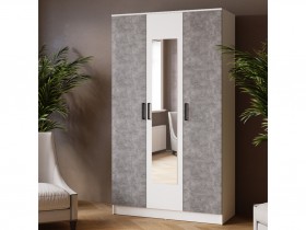 Шкаф комбинированный Ларс (1,2) с зеркалом белый/ателье светлое в Белом Яре - belyj-yar.katalogmebeli.com | фото 3