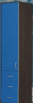 Шкаф-пенал №2 (закрытый) Бодего темный/Голубой в Белом Яре - belyj-yar.katalogmebeli.com | фото 1