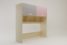 Система хранения над кроватью Грэйси (Розовый/Серый/корпус Клен) в Белом Яре - belyj-yar.katalogmebeli.com | фото 2