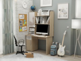 Компьютерный стол Лайт-1 (1200/дуб сонома/белый) в Белом Яре - belyj-yar.katalogmebeli.com | фото