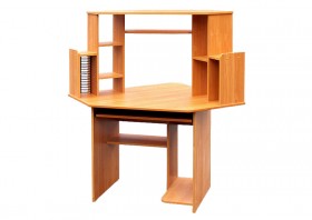 Угловой компьютерный стол (Вишня Оксфорд) в Белом Яре - belyj-yar.katalogmebeli.com | фото