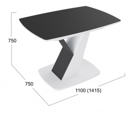 Стол обеденный «Гарда» Тип 1 (Белый/Стекло матовое черный графит) в Белом Яре - belyj-yar.katalogmebeli.com | фото 3