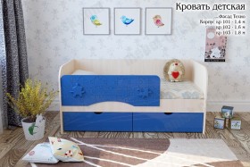 Техно Кровать детская 2 ящика 1.6 Синий глянец в Белом Яре - belyj-yar.katalogmebeli.com | фото 1