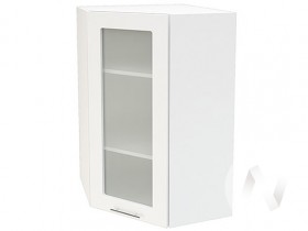 Угловой шкаф со стеклом Валерия-М ШВУС-599 (Белый глянец/Белый/верхний/высокий) в Белом Яре - belyj-yar.katalogmebeli.com | фото